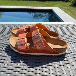Birkenstock Arizona shiny snake orange Birk-flor